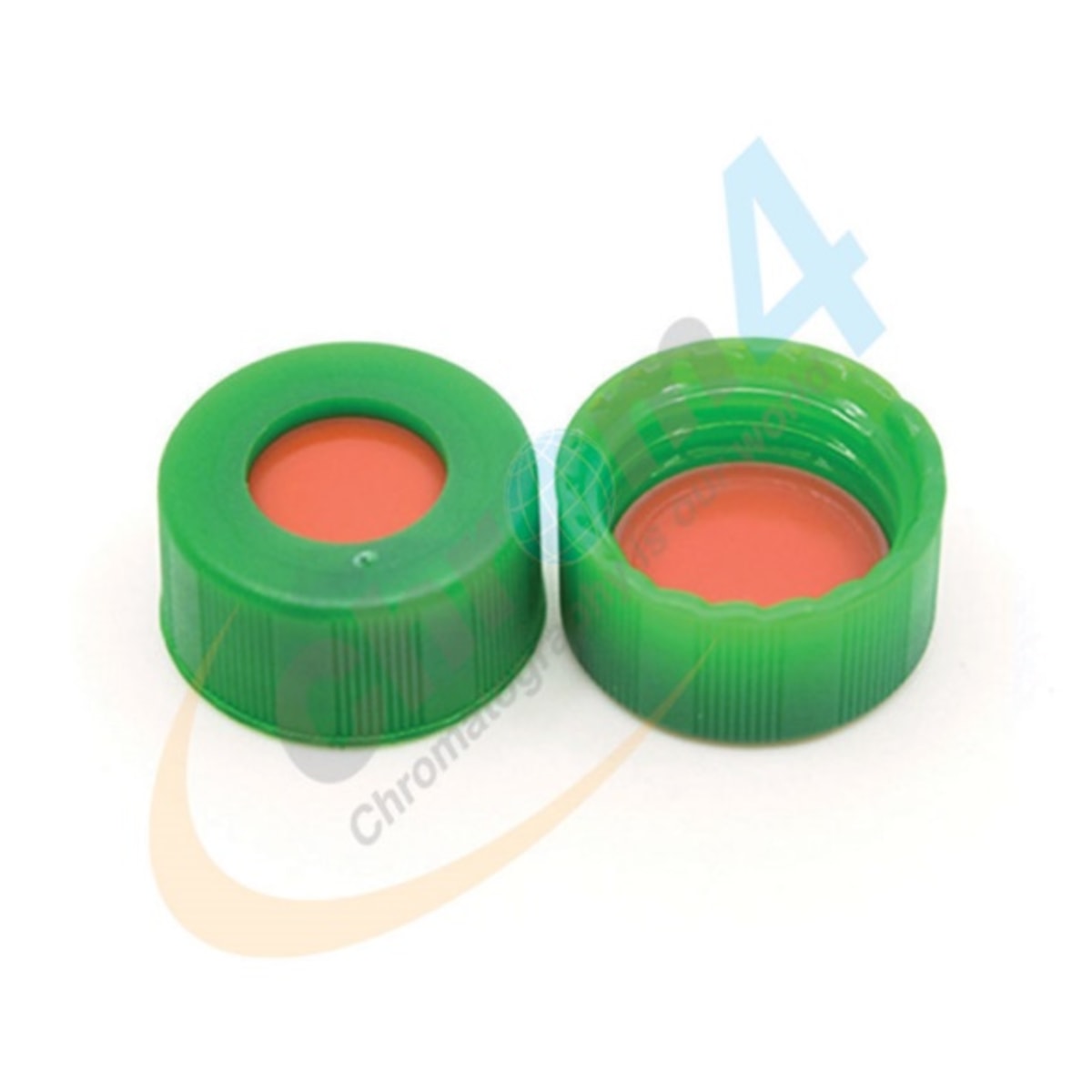 Cap, Screw, 9mm, Green, Bonded, clear PTFE/Red Sil Rubber