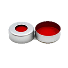 Cap, Crimp, 11mm, Aluminum Silver, Red PTFE/White Silicone/ Red PTFE