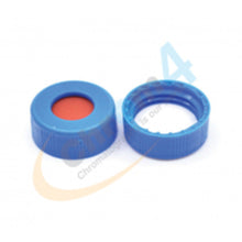 Cap, 9mm Blue Screw, Tan PTFE/Red Silicone Rubber